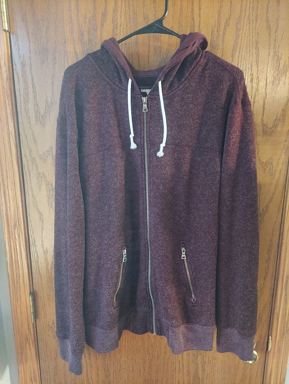 Merona Maroon Burgundy Full Zip Knit Hoodie Sweatshirt - Size XXL
